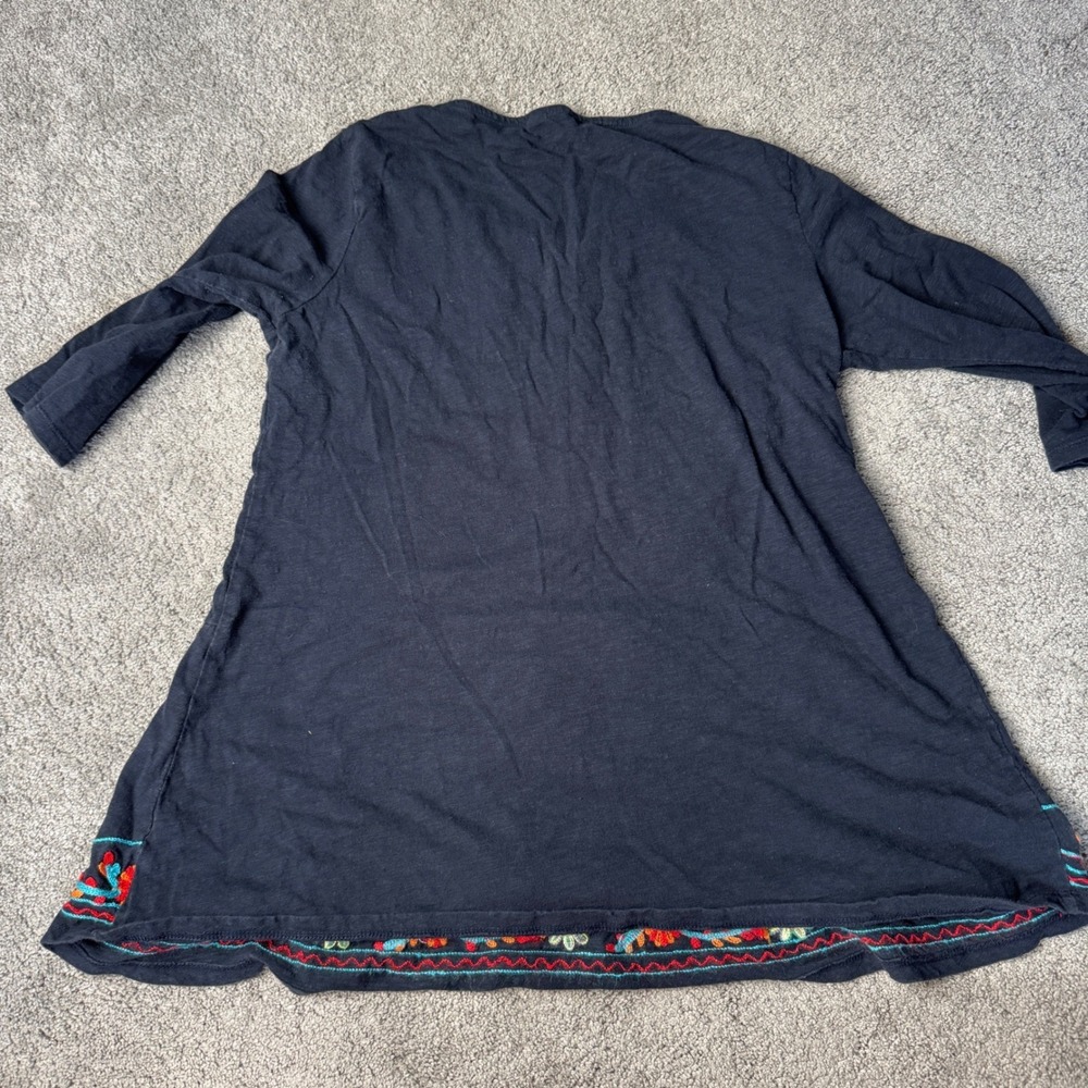 TO Thomas & Olivia Women's Medium Quarter Sleeve Embroidered Blue Top - Picture 4 of 5